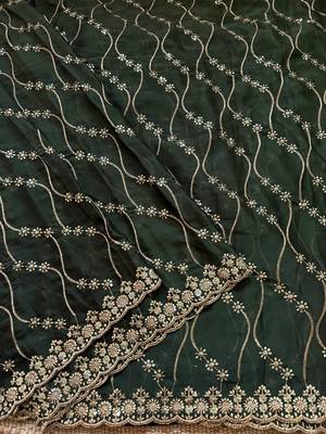 Green multicolor sequece embroidery work rangoli saree with blouse 3