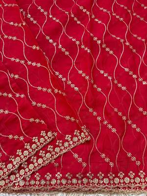 Red multicolor sequece embroidery work rangoli saree with blouse 4