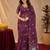 Wine linen jacuard animal motif work saree with unstitched blouse piece
