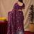 Wine linen jacuard animal motif work saree with unstitched blouse piece