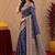 Blue art silk blend banarasi jacuard work saree with unstitched blouse piece
