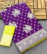 Multicolor tapela dying dola silk blend saree with blouse