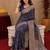 Blue art silk blend banarasi jacuard work saree with unstitched blouse piece
