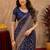 Blue art silk blend banarasi jacuard work saree with unstitched blouse piece