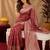 Red art silk blend banarasi jacuard work saree with unstitched blouse piece