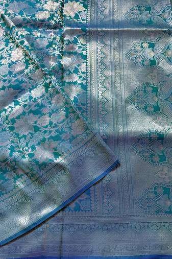 Rama top dyed weaving soft silk blend saree with blouse