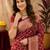 Red art silk blend banarasi jacuard work saree with unstitched blouse piece