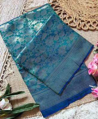 Rama top dyed weaving soft silk blend saree with blouse 3