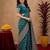 Turuoise art silk blend banarasi jacuard work saree with unstitched blouse piece