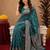 Turuoise art silk blend banarasi jacuard work saree with unstitched blouse piece
