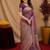 Wine art silk blend banarasi jacuard work saree with unstitched blouse piece
