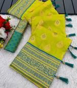Green top dyed weaving soft silk blend saree with blouse