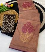 Chikoo foil work twill net saree with blouse