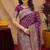 Wine art silk blend banarasi jacuard work saree with unstitched blouse piece