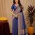 Blue art silk blend banarasi jacuard work saree with unstitched blouse piece