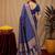 Blue art silk blend banarasi jacuard work saree with unstitched blouse piece
