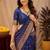 Blue art silk blend banarasi jacuard work saree with unstitched blouse piece