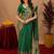 Green art silk blend banarasi jacuard work saree with unstitched blouse piece