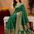 Green art silk blend banarasi jacuard work saree with unstitched blouse piece