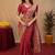 Red art silk blend banarasi jacuard work saree with unstitched blouse piece