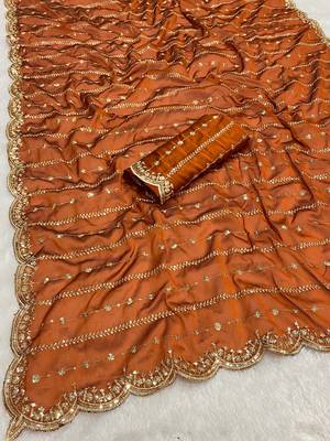 Fanta multicolor sequece embroidery work rangoli saree with blouse 1