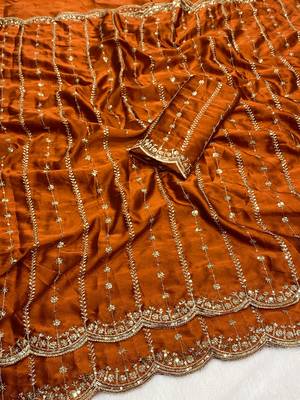 Fanta multicolor sequece embroidery work rangoli saree with blouse 2