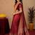 Red art silk blend banarasi jacuard work saree with unstitched blouse piece