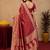 Red art silk blend banarasi jacuard work saree with unstitched blouse piece