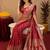 Red art silk blend banarasi jacuard work saree with unstitched blouse piece