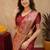 Red art silk blend banarasi jacuard work saree with unstitched blouse piece