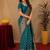 Turquoise art silk blend banarasi jacuard work saree with unstitched blouse piece