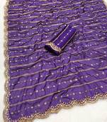Purple multicolor sequece embroidery work rangoli saree with blouse