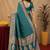 Turquoise art silk blend banarasi jacuard work saree with unstitched blouse piece