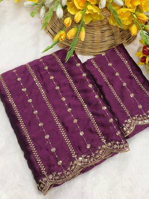Wine multicolor sequece embroidery work rangoli saree with blouse 2