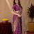Wine art silk blend banarasi jacuard work saree with unstitched blouse piece