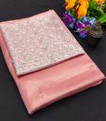 Gajari multicolor sequece embroidery work moss chiffon saree with blouse