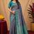 Turquoise soft art silk blend banarasi jacuard work saree with unstitched blouse piece