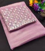 Levender multicolor sequece embroidery work moss chiffon saree with blouse