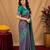 Turquoise soft art silk blend banarasi jacuard work saree with unstitched blouse piece