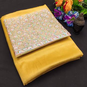 Yellow multicolor sequece embroidery work moss chiffon saree with blouse 1