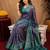 Turquoise soft art silk blend banarasi jacuard work saree with unstitched blouse piece