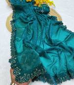 Rama zharkan stone work fendy chiffon saree with blouse