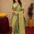 Light green art silk blend banarasi jacuard work saree with unstitched blouse piece