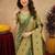 Light green art silk blend banarasi jacuard work saree with unstitched blouse piece