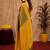 Green mustard art silk blend banarasi jacuard work saree with unstitched blouse piece