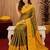 Green mustard art silk blend banarasi jacuard work saree with unstitched blouse piece