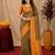 Green orange art silk blend banarasi jacuard work saree with unstitched blouse piece
