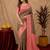 Green pink art silk blend banarasi jacuard work saree with unstitched blouse piece
