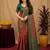 Orange green art silk blend banarasi jacuard work saree with unstitched blouse piece