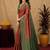 Orange green art silk blend banarasi jacuard work saree with unstitched blouse piece